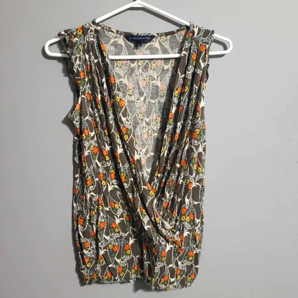 French Connection deep V-neck top M